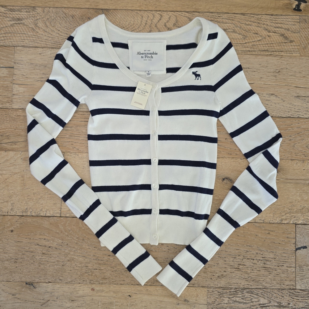 y2k Abercrombie & Fitch Striped Cardigan 2000s coastal grandaughter nautical